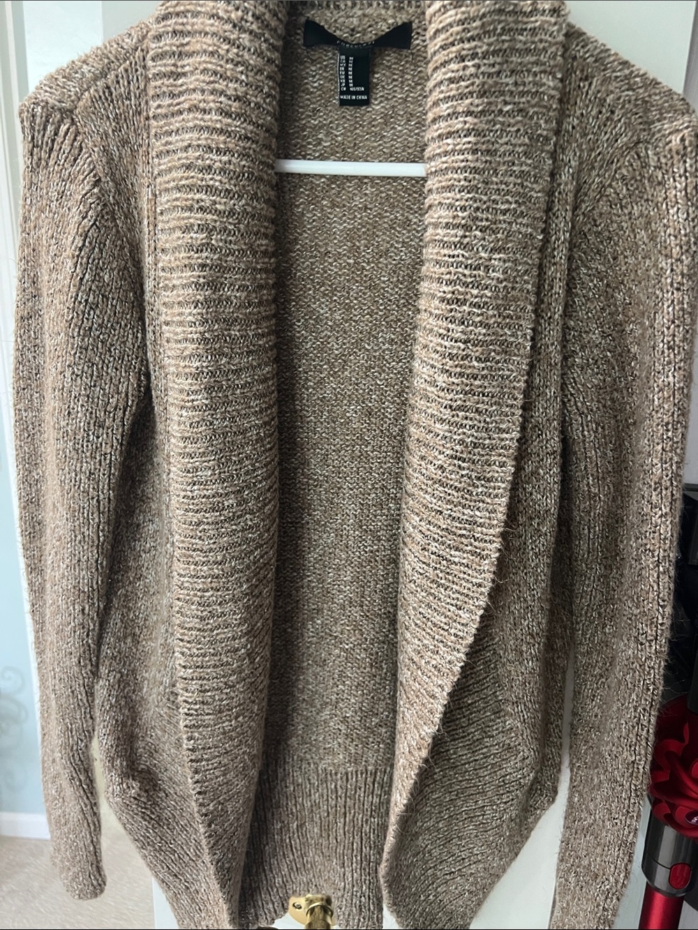 Eddie Bauer Open Shawl-Collar Cardigan in Heathered Taupe